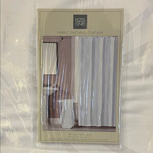 Hotel Twenty One White Fabric Shower Curtain